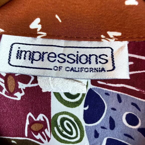 Vintage Impressions Of California Shirt Womens 8 Multi Abstract 90s Secretary - Picture 4 of 7